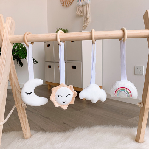ins decorative Nordic style wooden fitness equipment ornaments newborn baby baby fitness stand children's toy bell