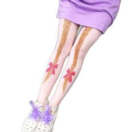清仓处理瑕疵品 日本辫子连裤袜 Lolita印花连裤袜洛丽塔印花袜子