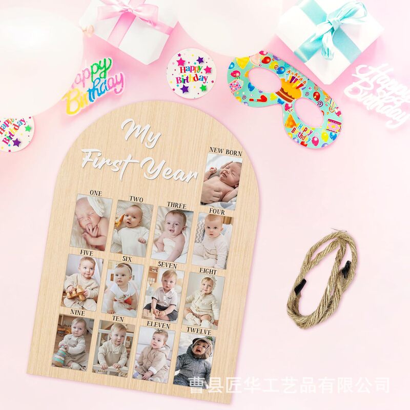 Wooden Baby First-Year Growth Commemorative Photo Frame, Baby 12-Month Photo Display Stand, Newborn Photo Frame Wooden Baby First-Year Growth Commemorative Photo Frame, Baby 12-Month Photo Display Stand, Newborn Photo Frame