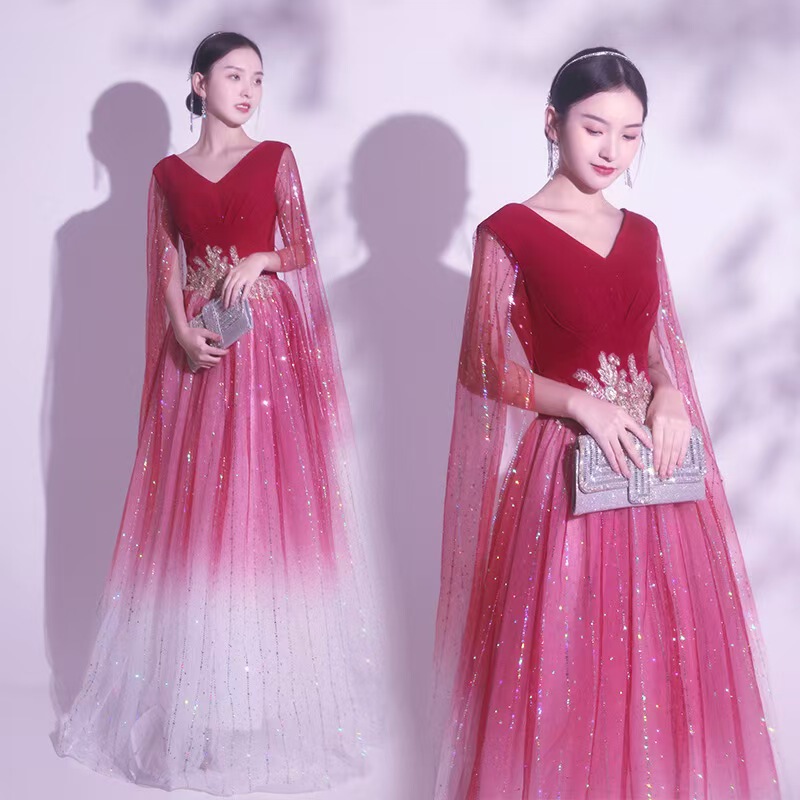 Festival Red Song Chorus Clothing Guzheng Stage Performance Poetry Recitation Performance Clothing Competition Performance Solo Conductor Dress Female Festival Red Song Chorus Clothing Guzheng Stage Performance Poetry Recitation Performance Clothing Competition Performance Solo Conductor Dress Female