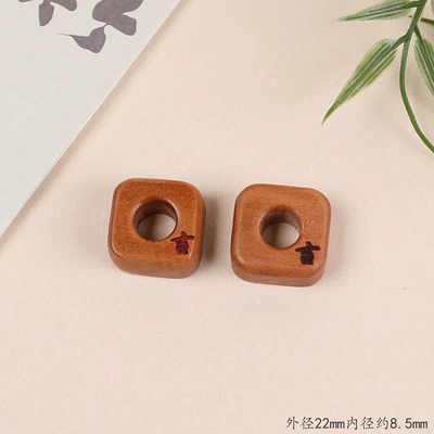 small accessory, bracelet spacer bead, Zərgərlik ara hissələri - jujube-wood-auspicious-character-running-ring-cinnabar-with-red-markings