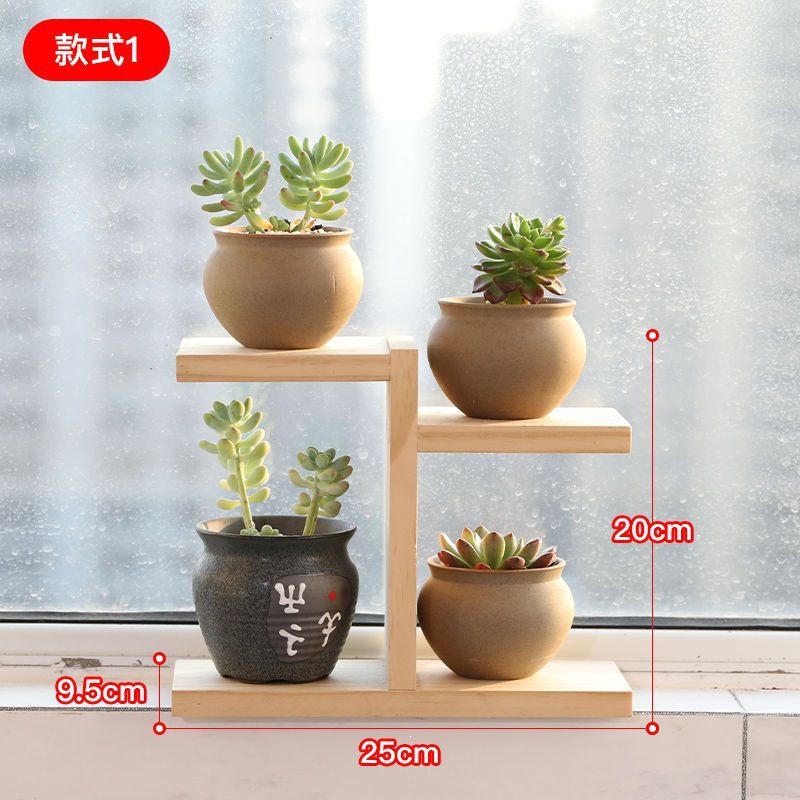Fábrica directa de madera sólida flotante estante de flores multicapa sala de estar interior estante de flores de escritorio pequeño balcón estante de maceta de flores