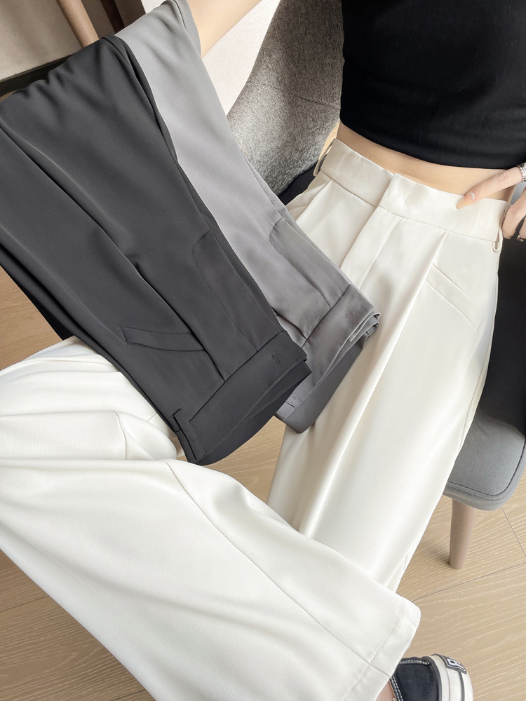 Quần culottes nữ ống rộng cạp cao chất liệu lụa băng mỏng mùa hè — Màu đen thông thường