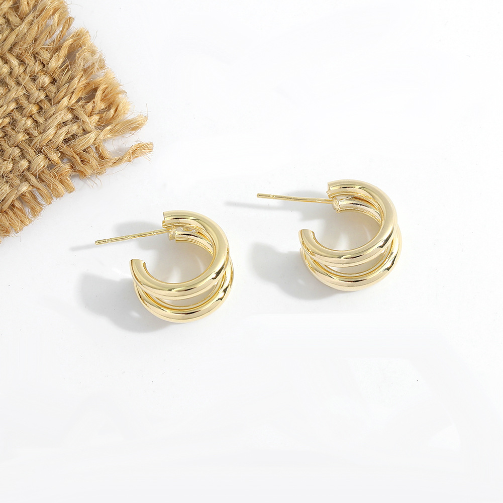 Retro C-shaped Multi-layer Earrings display picture 13