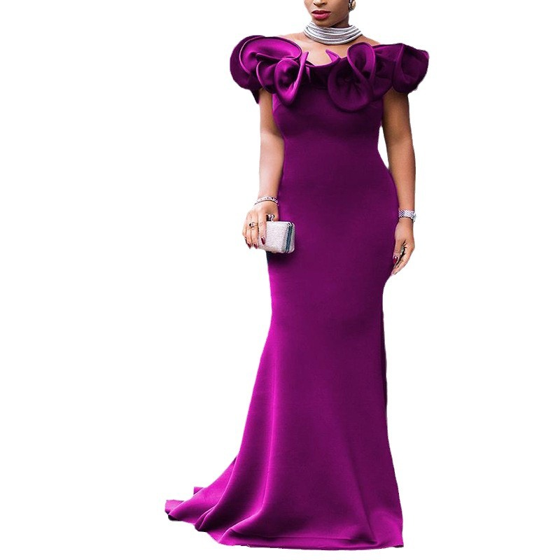 Vestido entallado de fiesta de cóctel para damas de honor, estilo europeo y americano, talla grande, para mujer, primavera-verano 2025, con hombros descubiertos.