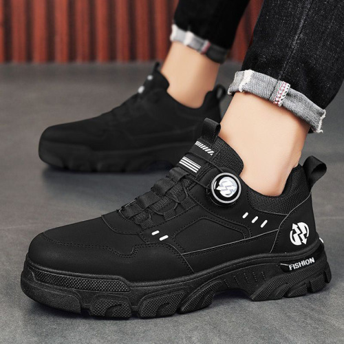 Men's 2025 Spring New Low-top Slip-on Button-up Sporty Casual Trendy Outdoor Waterproof Work Shoes