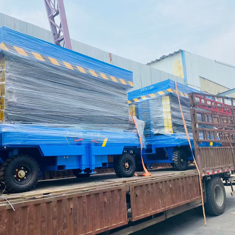 手动牵引式移动剪叉升降机高空维修厂房路灯作业平台电动液压8m10