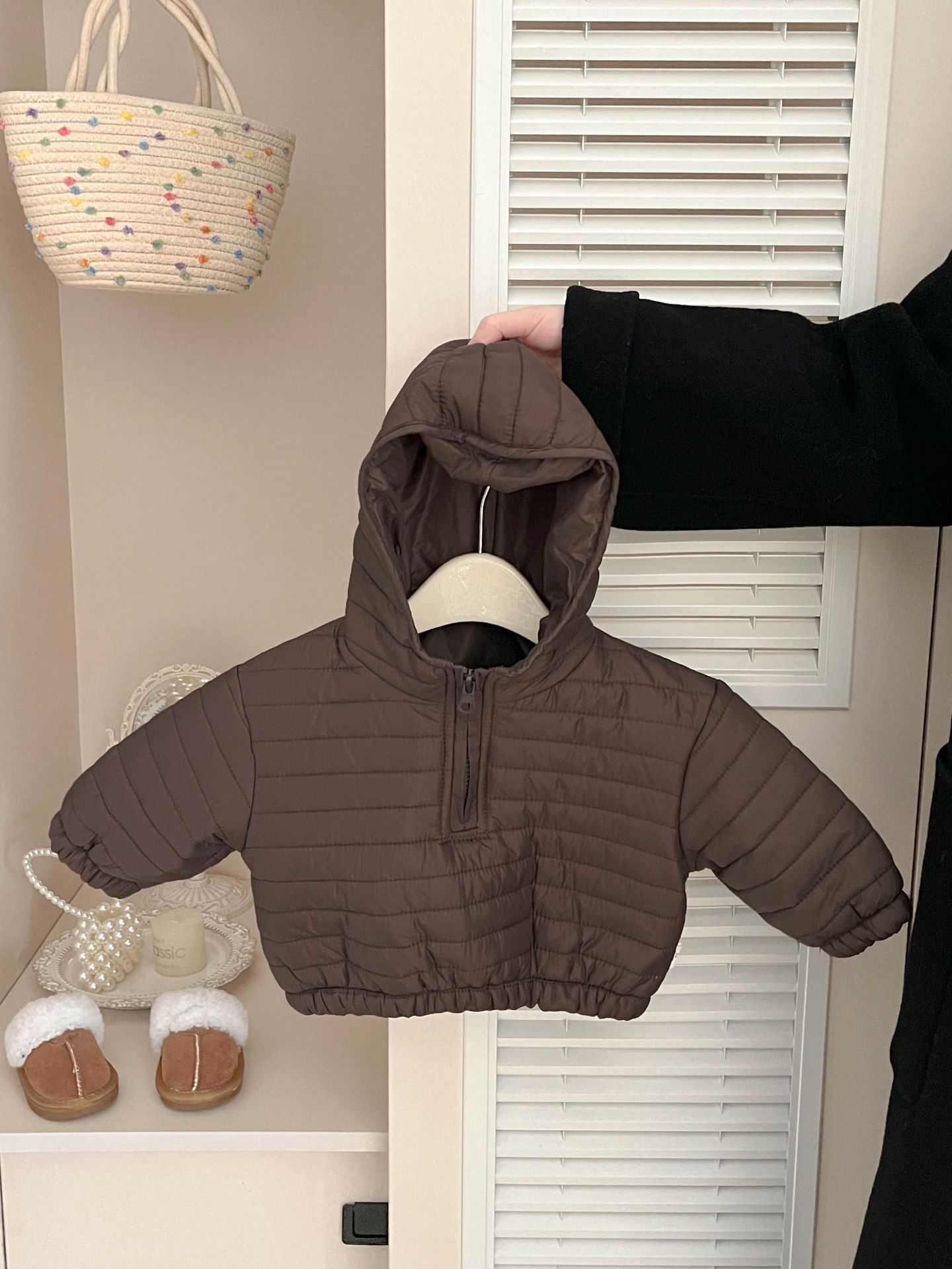 Abrigo de algodón para bebés de otoño y invierno, ropa de algodón con capuchón caliente para bebés de hombres y mujeres, ropa de algodón con medio cremallera para niños, chaqueta de algodón