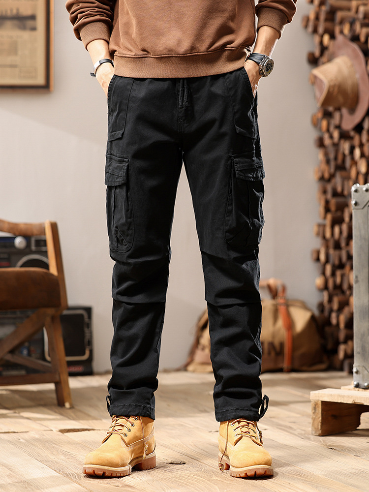 Hombres de moda nuevos pantalones de trabajo de bolsillo rectos de estilo americano 7606 pantalones largos