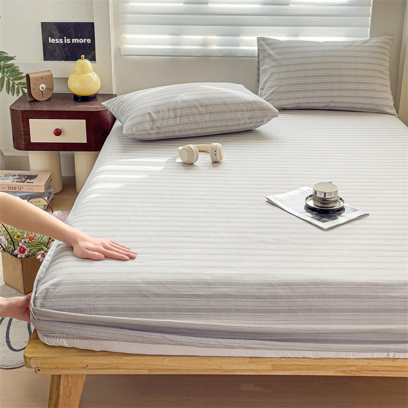 2025 nueva funda de cama de tela gruesa vieja de algodón de una sola pieza 100 funda de cama de algodón estampado funda protectora de colchón para niños individual 2