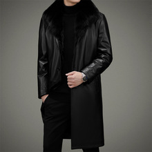 海宁头层牛皮皮羽绒服男士中长款狐狸毛领水貂内胆皮衣冬装外套男