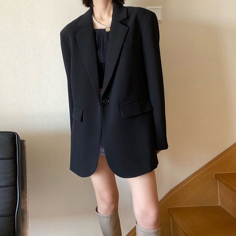 2025秋季新款高级感韩版宽松西装外套女小个子气质通勤西服上衣女|undefined
