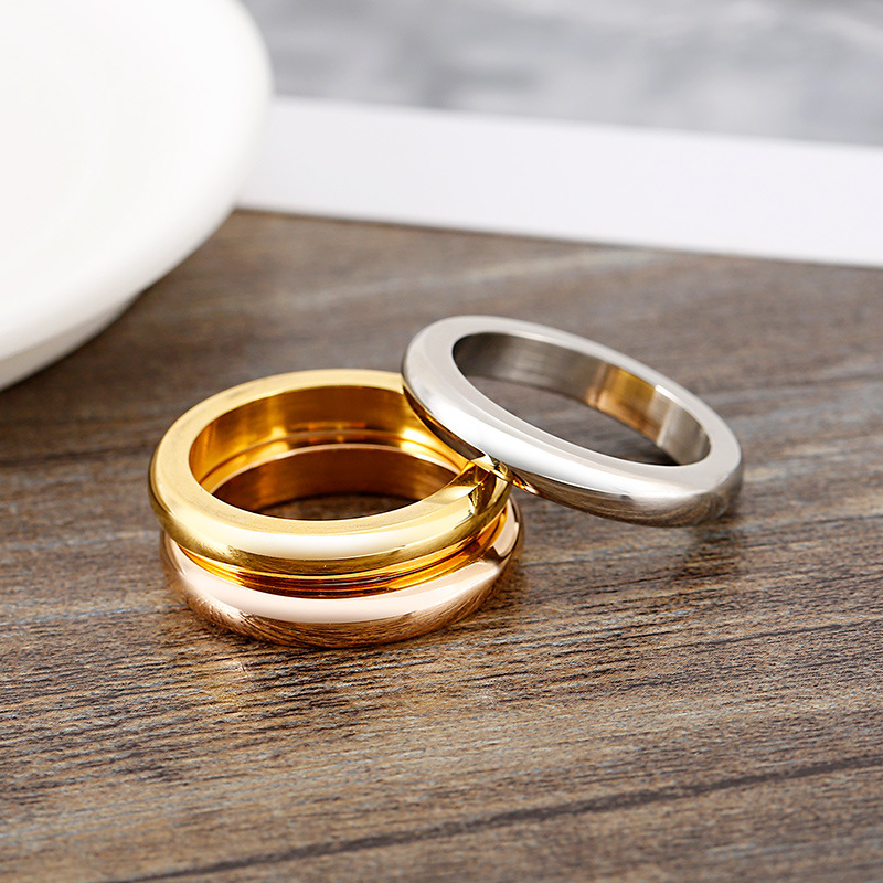 Men’s Polished Plain Band Ring Simple Stainless Steel Stackable_voghion.com