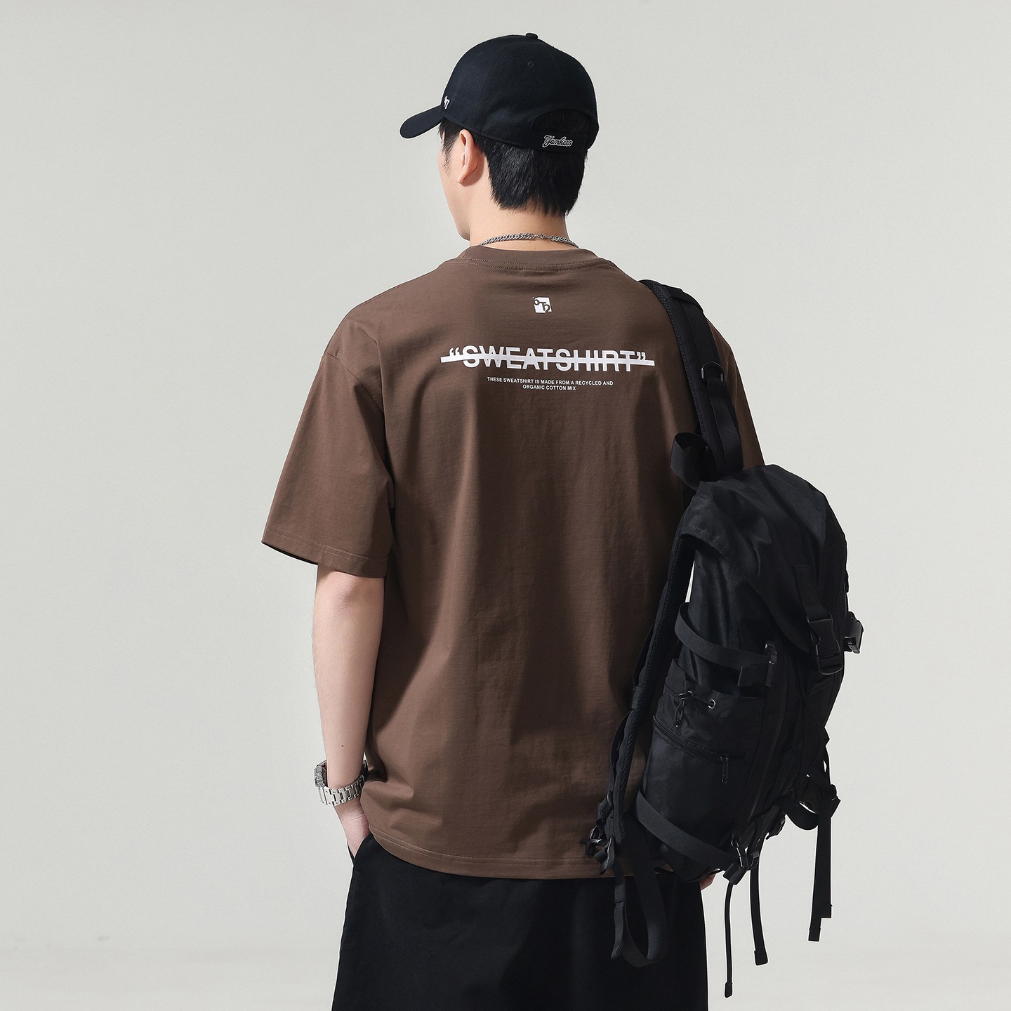 80 frío algodón camiseta de mangas cortas hombre 2026 verano transpirable camiseta de mangas cortas casuales blanco negro