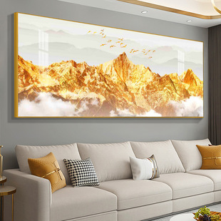 日照背靠金山床头挂画办公室靠山图客厅沙发背景墙装饰山水画壁画-阿里巴巴