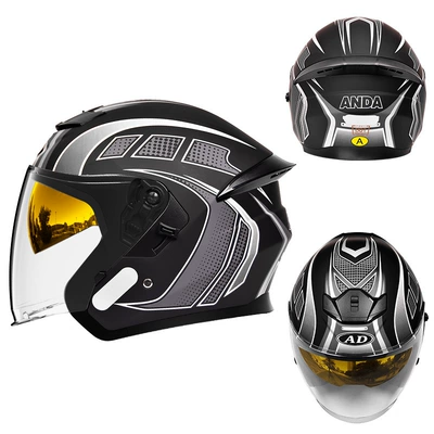 Motorcycle Safety Supplies — 3C Certified Men's and Women's - matt-grey-phantom-built-in-gold-plated-mirror-high-definition-mirror-m57-58-head-circumference