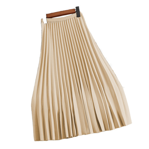 Internet celebrity high-waist slimming casual pleated skirt women's autumn new loose all-matching mid-long meat-covering skirt