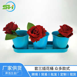 方形套三带木底座插花桶厂家定制家用花园阳台厨房户外种草盆栽桶