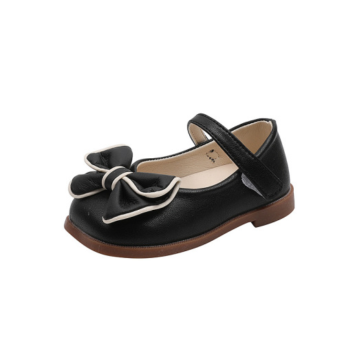 One piece drop shipping girls princess shoes spring and autumn style Korean style large bow knot square toe small leather shoes soft sole foreign trade baby shoes