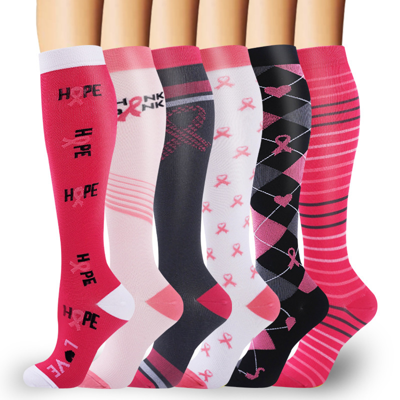 Juego de 6 pares de calcetines deportivos de compresión transfronterizos para fitness, calcetines largos de compresión para pantorrillas para hombres y mujeres, calcetines de compresión elásticos. image 37