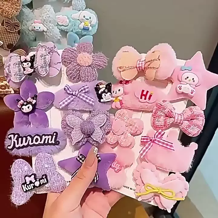 儿童发夹可爱毛绒发卡2025新款女童宝宝刘海夹发饰鸭嘴夹蝴蝶头饰