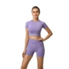 Purple shorts, with short sleeve