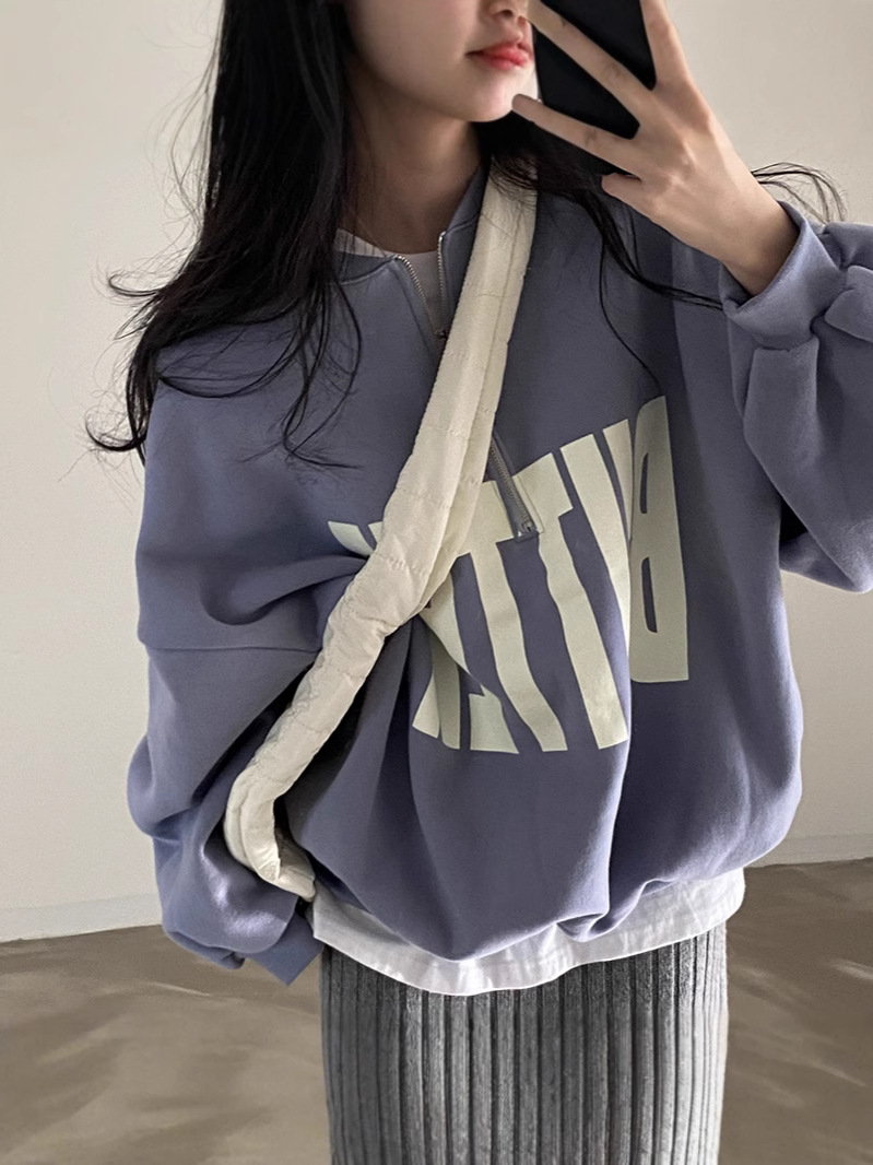 韓国のchi春の小衆の百合立襟は色のアルファベットのプリントのデザインにぶつかります。
