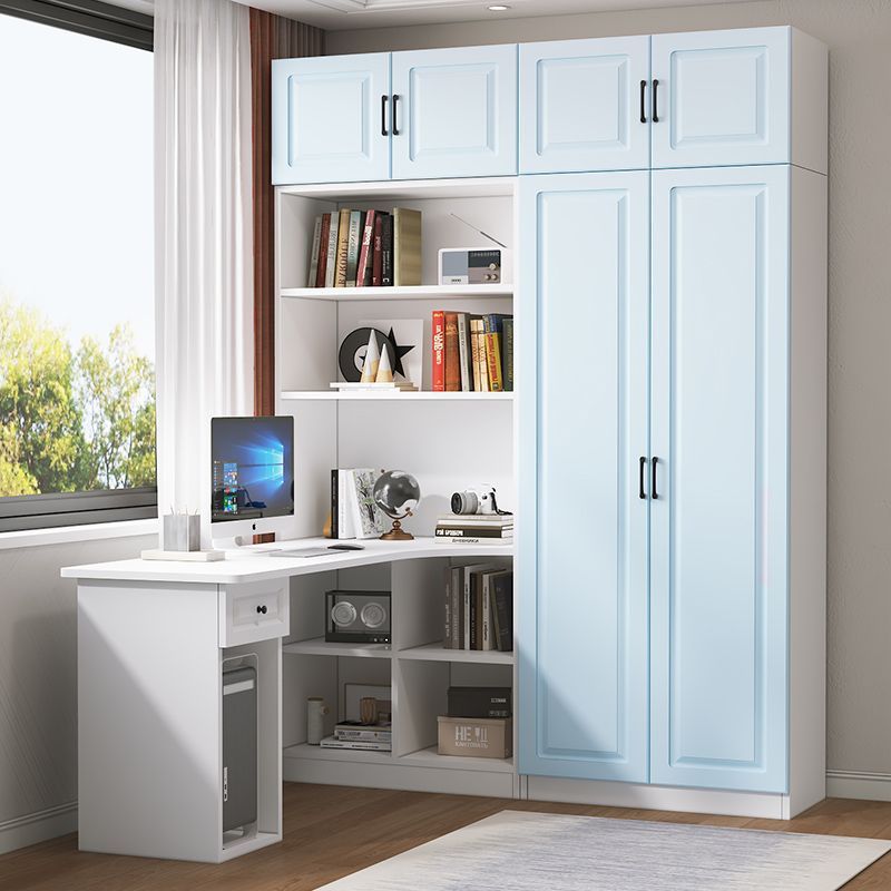 Solid Wood Wardrobe and Desk Integrated Combination for Home Use, Simple Corner Student Computer Desk, Bedroom Wardrobe with Integrated Bookshelf Factory
