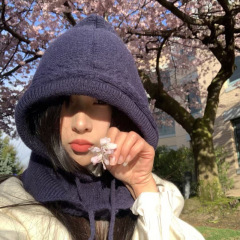 2025新款巴拉克拉法帽麻花毛线帽护耳套头针织女秋冬季百搭含羊毛