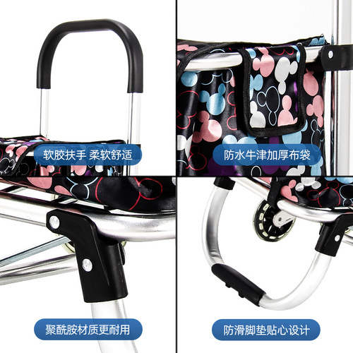 WI25 large-capacity vegetable shopping cart, portable shopping cart, stair-climbing household folding trolley trailer, elderly hand
