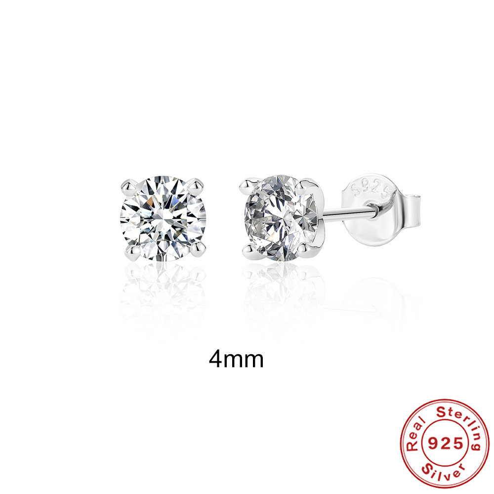 S925 plata esterlina 0.5-1.2 quilates cuatro garra moissanite Stud pendientes de moda Super Flash Stud pendientes para el desgaste del partido