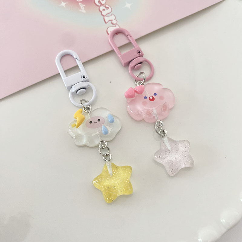 lavero transparente con forma de nube y estrella brillante, estilo ins, lindo adorno para mochilas o regalo para chicas