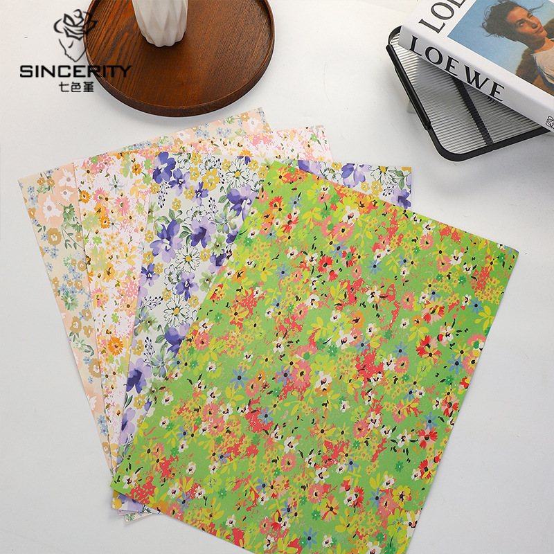 Papel de regalo floral de jardín pequeño de siete colores, embalaje de regalo hecho a mano de bricolaje, floristería, papel de regalo floral