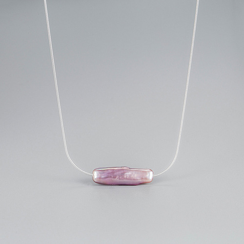 Korean original design S925 sterling silver natural pearl necklace Baroque small silver bar INS high-end clavicle chain