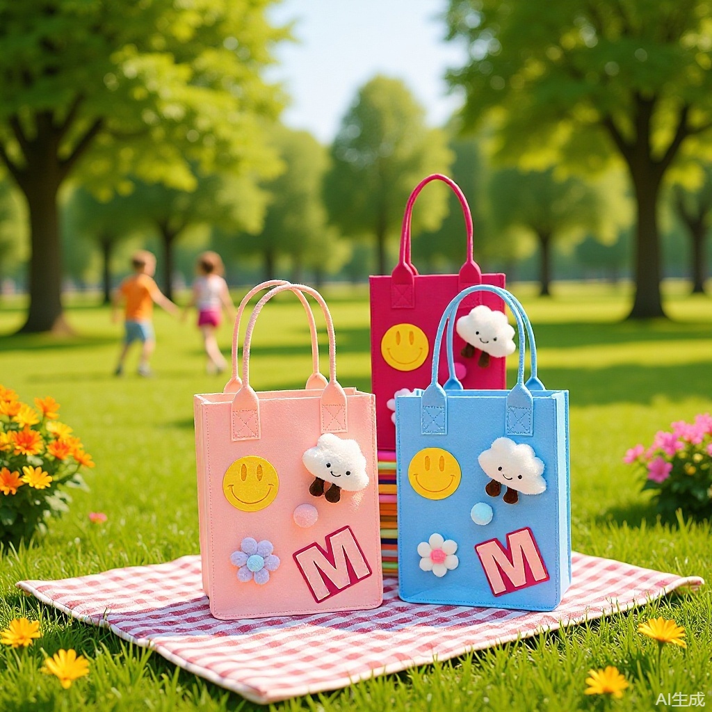 新款毛毡包可爱创意毛毡手提包少女学生课本单肩手提包伴手礼品包