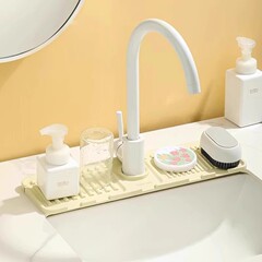 蛇口防滴収納マットシリコン排水マットシンク滑り止め洗面台カップ石鹸マット防水ボード