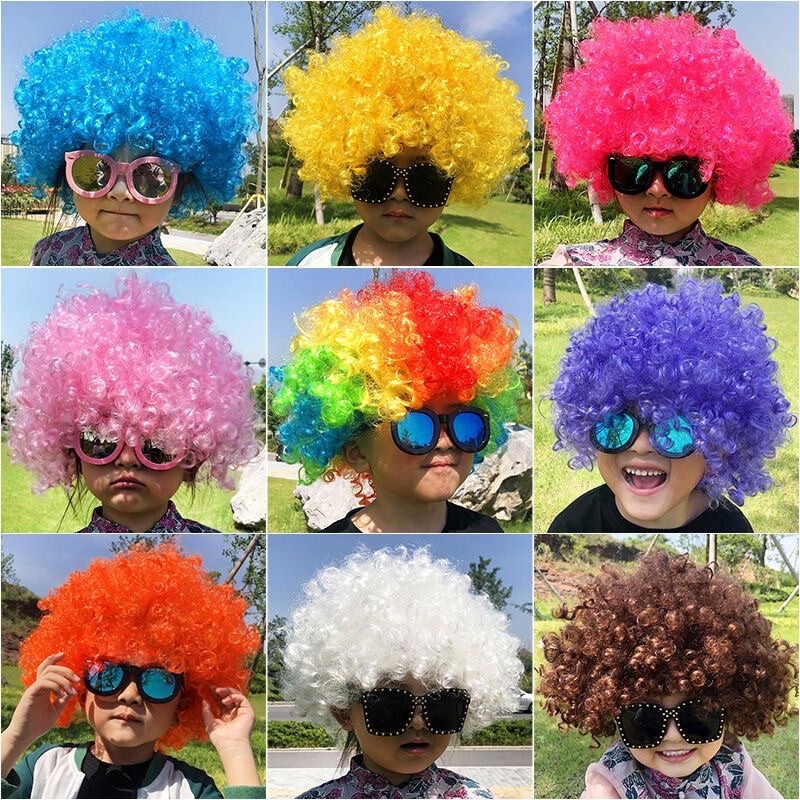 Afro Wig Kidsren Adult Kindergarten Performance Props Clown Headgear Stage Funny Fan Colorful Wig