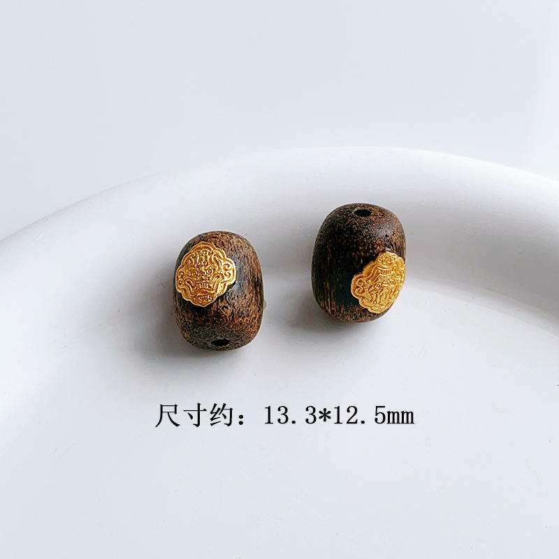 Natural agarwood play accessories s925 silver gold-plated five by zhakiram bracelet accessories diy beads half