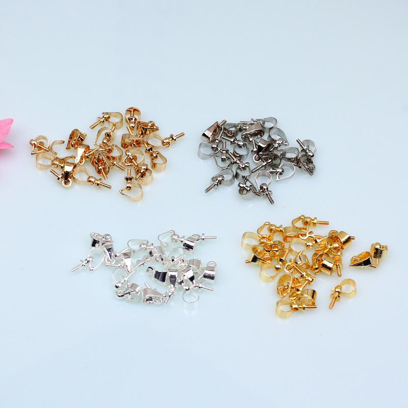 14K Gold-Filled Color-Preserving Pendant Buckle Melon Seed Buckle Screw Sheep Eye Nail Adhesive Half-Hole Pearl Accessories Material Necklace