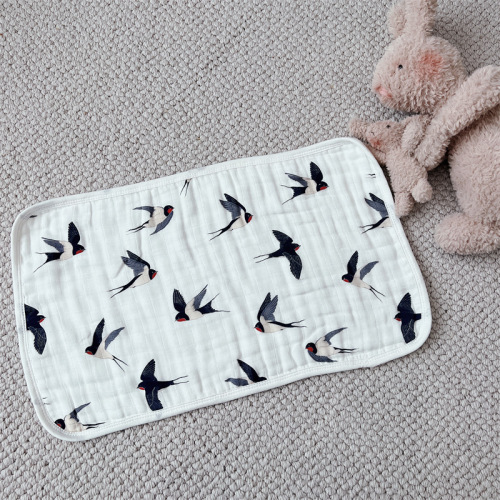 Swallow series swaddle, bib, blanket, pillow cover for newborn baby