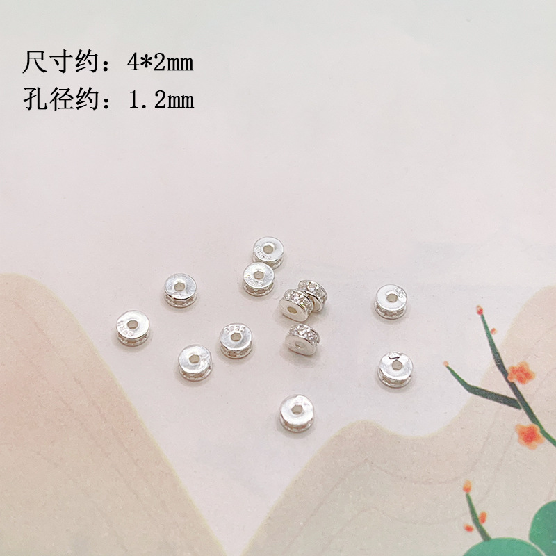 S925 Silver Gold-Plated Diamond-Studded Spacer Beads, Small Waist-Shaped Butterfly Walnut Beads Accessories for DIY Bracelets and Necklaces