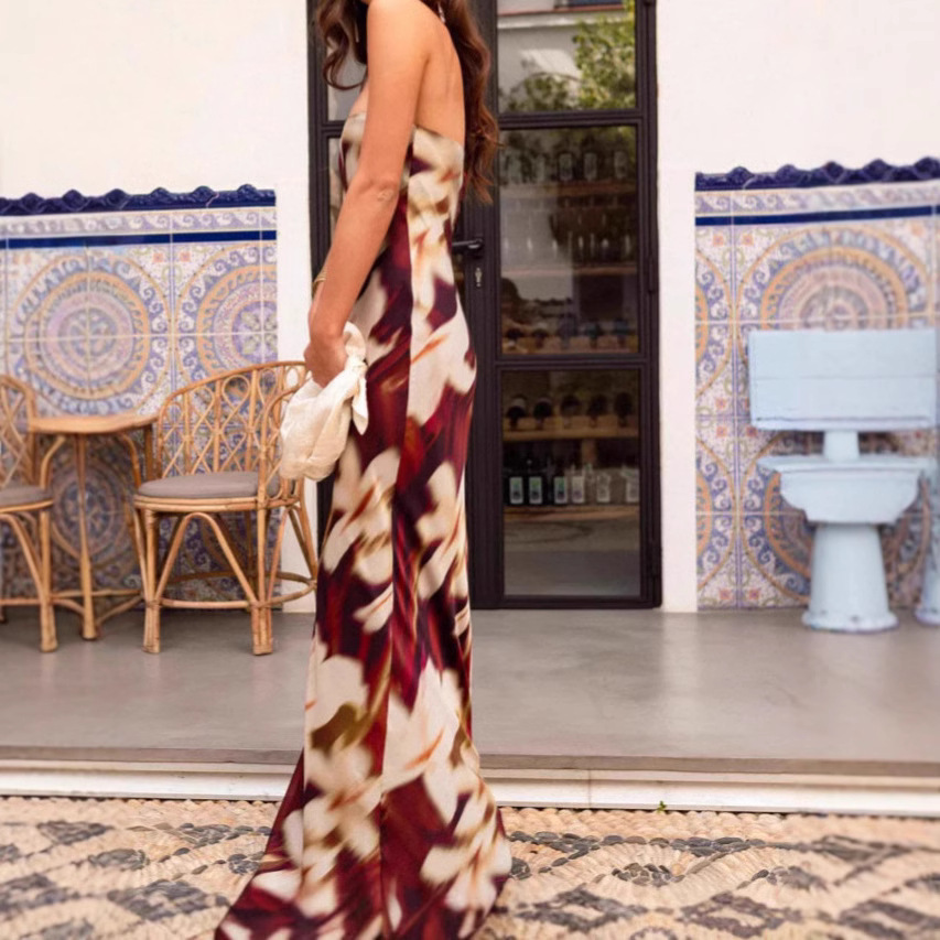 Women's Clothing Summer Sexy Strapless Printed Dress For Women Style Slim Fit Long Skirt Elegant Sophisticated_ecoleips.com