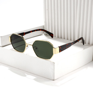 Polygonal small frame women's sunglasses are slim, fashionable and versatile European and American metal anti-sunlight men's and women's sunglasses