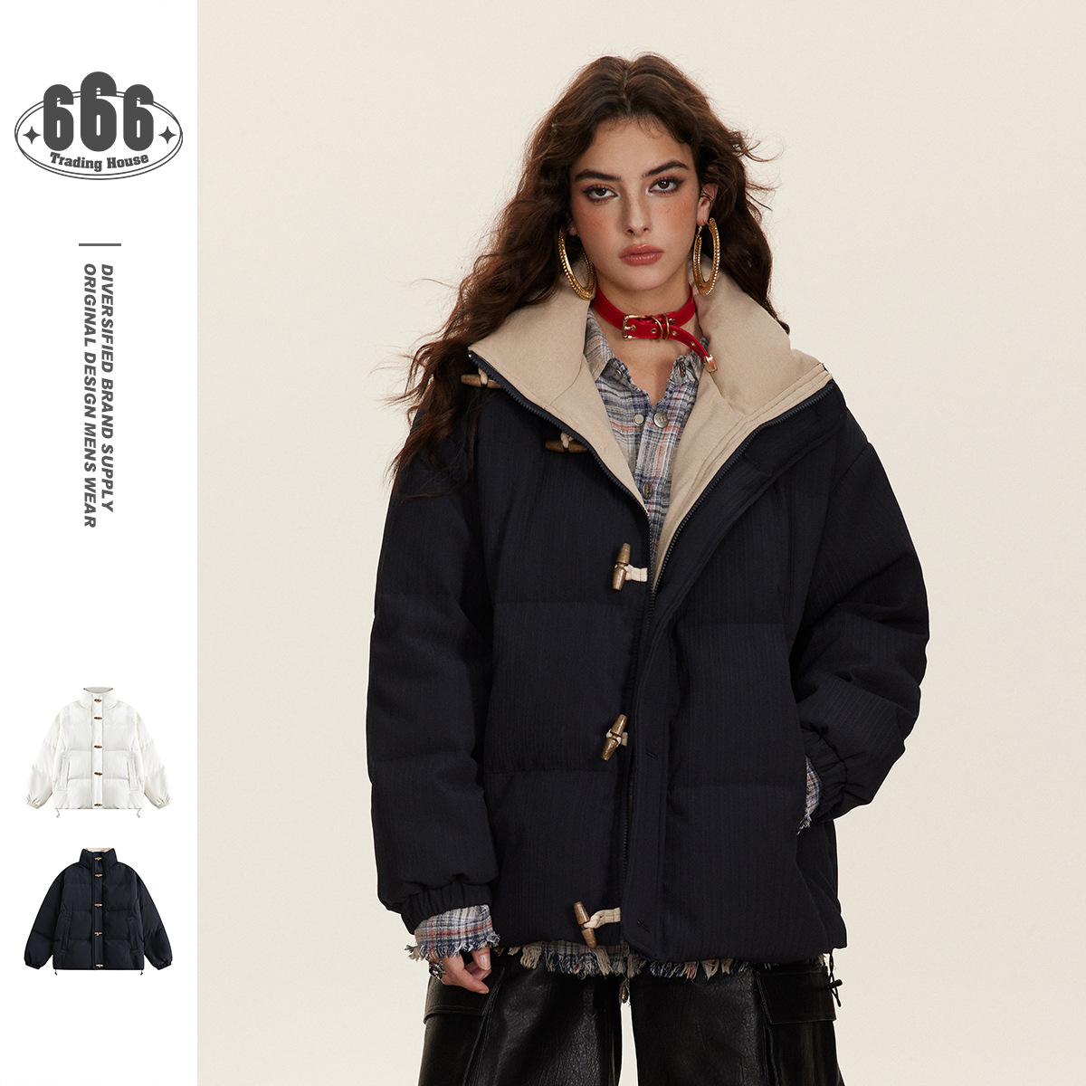 Velvet retro keep warm down jacket for men and women