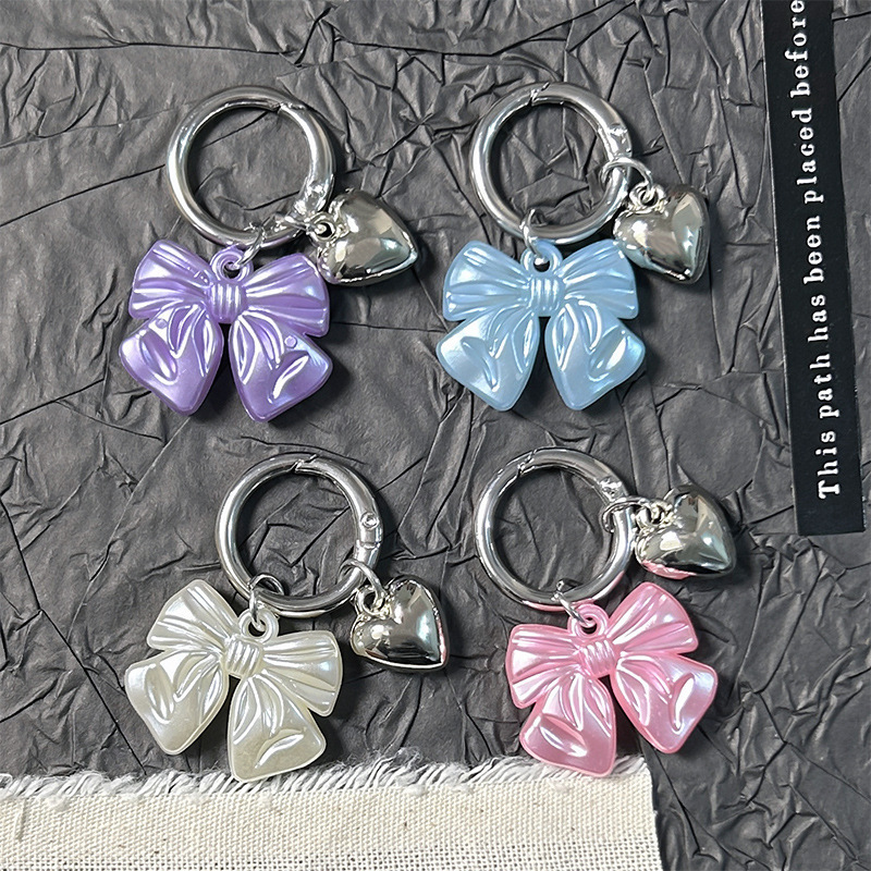 Ins Style Pearlescent Bow Keychain Exquisite Silk-Like Pendant DIY Jewelry Accessories Bag Phone Chain Pendant