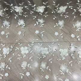 立体网布花朵蕾丝辅料头饰服装面料裙子汉服网纱布料女装箱包面料