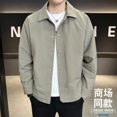 夹克男士春季2025新款宽松商务休闲衬衫长袖上衣短款简约翻领外套