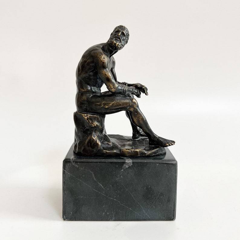 Bronze Boxer Resting Statue, Boxer Sculpture, Roman Art Figure, Ancient Greek Statue