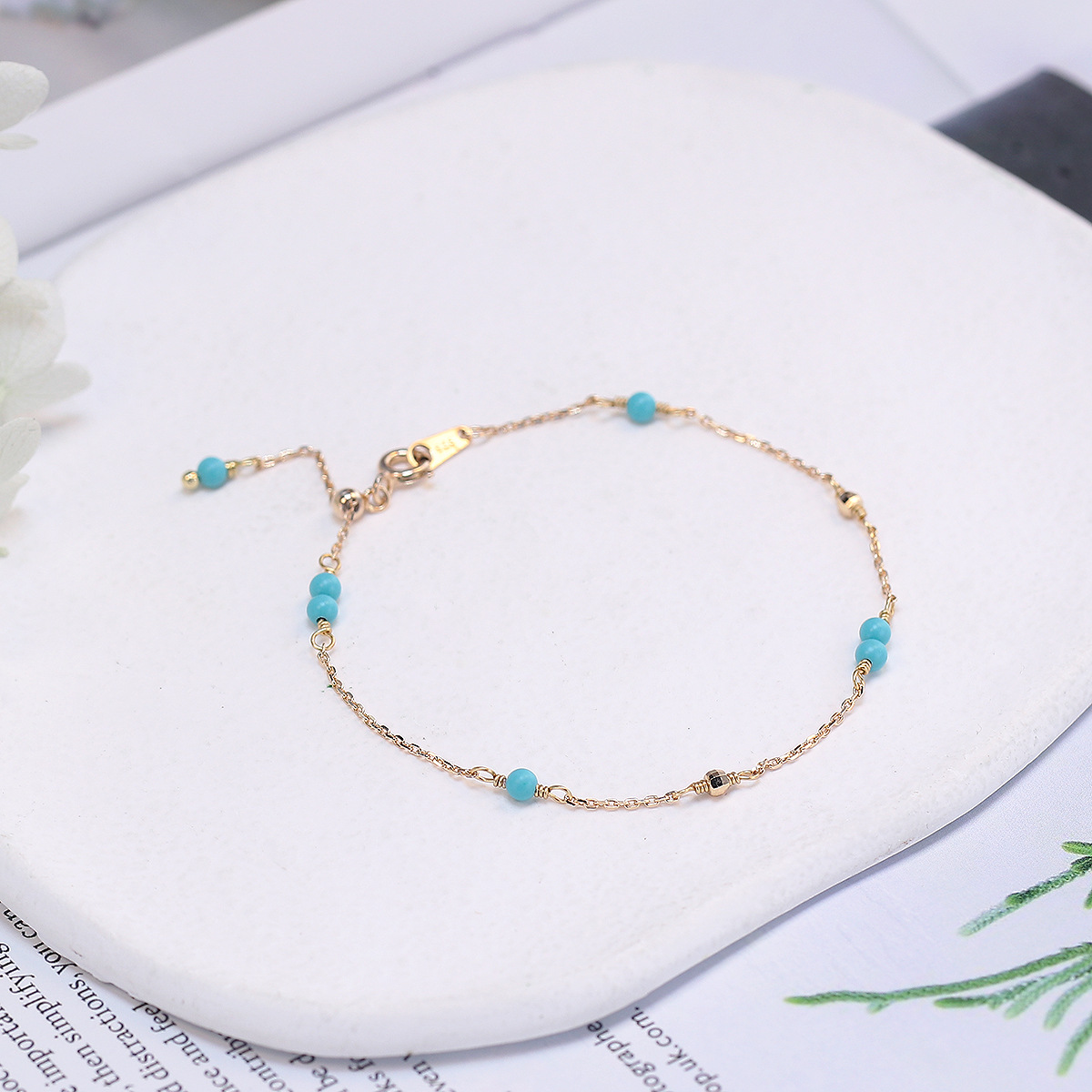 Japanese Light Luxury Niche Natural Turquoise Bracelet Necklace 925 Silver Simple White Set Wholesale Huang Jin Jewelry