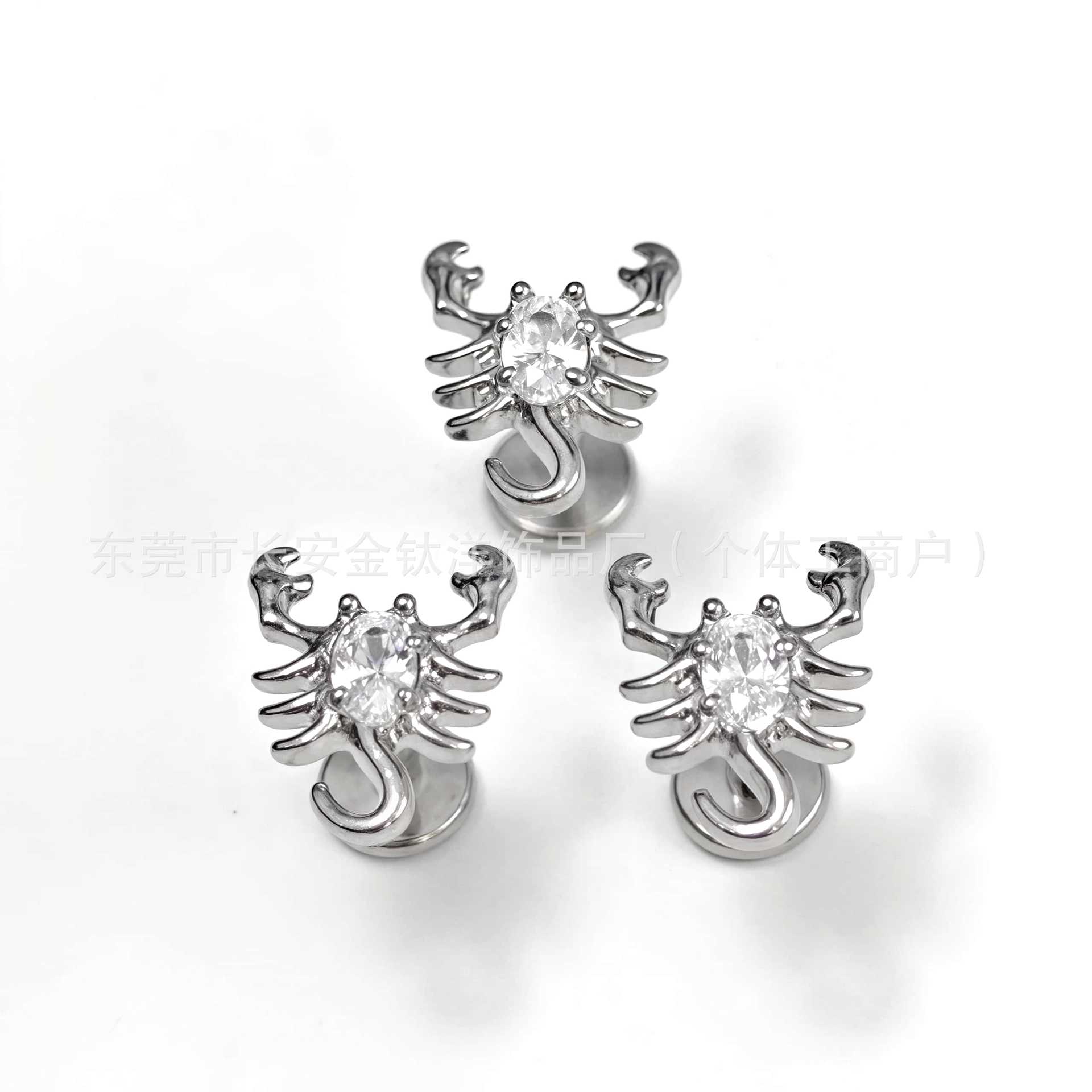 F136 Titanium Scorpion Bezel 5A Zircon Earrings Cochlear Nails G23 Titanium Alloy Body Piercing Jewelry Ear Bone Nails detail image 8